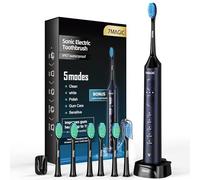 7 têtes brosse à dents électrique sonique pour adultes brosse à dents électrique, 5 modes, trois forces par mode ipx7, brosse à dents électrique à ultrasons pour hommes et femmes