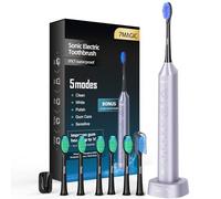 Brosse à Dent Électrique, Brosse a Dent Sonique, Brosse a Dent Electrique - 3 Intensités 5 Modes, 40000VPM, IPX7, Autonomie de Batterie de 90 Jours et Minuterie, Bleu Clair