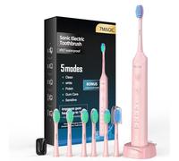 Brosse à Dent Électrique, Brosse a Dent Electrique IPX7 avec 3 Intensités et 5 Modes, Brosse a Dent Sonique 40000VPM avec Autonomie de 90 Jours, Brosse a Dent Silencieuse avec Minuteur, Rose Chevalier