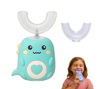 Brosse à Dent Électrique Enfant 2-6 Ans en Forme de U, 2 Têtes Rechange Silicone Alimentaire, Étanche IPX7, 3 Modes, Minuterie 40s (Vert)