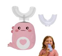 Brosse à Dent Électrique Enfant 2-6 Ans en Forme de U, 2 Têtes Rechange Silicone Alimentaire, Étanche IPX7, 3 Modes, Minuterie 40s (Rose)
