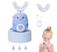 Brosse A Dent Electrique Enfant, Brosse à Dents éLectrique Enfant à Ultrasons à 360° Avec 2 TêTes De Brosses En Silicone, Rechargeable Et éTanche, IdéAle Pour La Maison Et Les Voyages. (Bleu, 2-6)