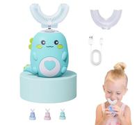Brosse A Dent Electrique Enfant, Brosse à Dents éLectrique Enfant à Ultrasons à 360° Avec 2 TêTes De Brosses En Silicone, Rechargeable Et éTanche, IdéAle Pour La Maison Et Les Voyages. (Vert, 2-6)