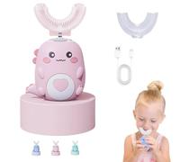 Brosse A Dent Electrique Enfant, Brosse à Dents éLectrique Enfant à Ultrasons à 360° Avec 2 TêTes De Brosses En Silicone, Rechargeable Et éTanche, IdéAle Pour La Maison Et Les Voyages. (Rose, 2-6)