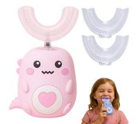 Brosse à Dent Électrique Enfant,Loulou Smile Brosse a Dent, Brosse à Dents à Ultrasons à 360º pour Enfants,Brosses à Dents Électrique avec 2 Têtes de Brosses Silicone en Forme de U (Rose,2-6)