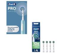 Brosse à dent électrique ORAL-B Pro 1 Caribbean Blue Sensitive Clean + ORAL-B Brossettes Cross Action x4