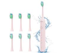 Brosse à Dent Électrique Soniques pour Gencive Sensible - Brosse A Dent Adultes Enfant avec 6 Têtes, 5 Modes, 4 Heures Charge et Utilisation 180 Jours, Brosses à Dents Ultrasoniques, Rose