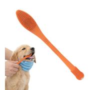 Brosse à dents 2 en 1 en silicone pour chiens et chats, brosse à dents à poils souples à 360° pour animaux de compagnie de toutes tailles, nettoyage des dents et soins des gencives (orange, 1 pièce)