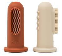 Mushie Finger Toothbrush brosse à dents de doigt pour bébé Clay/Shifting Sand 2 pcs