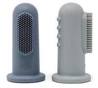 Mushie Finger Toothbrush brosse à dents de doigt pour bébé Tradewinds/Stone 2 pcs