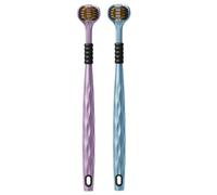 Brosse à dents 360 - PP PBT - 2 pièces - Brosse à dents circulaire - Nettoyage complet de la bouche - Poils ultra doux à 3 côtés pour le soin des dents et des gencives - Nettoyage en profondeur à 360