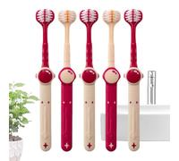 Brosse à dents à 3 côtés - 5 pièces Space Brosse à dents douce | Outil réutilisable de soins aux gencives, outil de brossage pour les garçons de 3 à 12 ans, les voyages 5,91 x 0,59 pouces