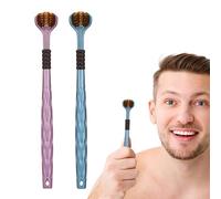 Brosse à dents à trois côtés - 2 brosses à dents sensorielles | 19 x 2,8 cm - Brosses à dents portables de taille moyenne polyvalentes pour adultes - Brosse à dents à poils doux à trois côtés pour