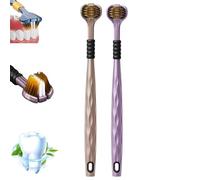 Brosse à dents à trois poils | Brosse à dents unique à triple tête parfaitement inclinée | Brosses à dents de voyage à trois poils pour des dents complètes | Brosse à poils doux pour une hygiène