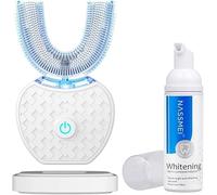 Brosse à dents à ultrasons, automatique, blanchiment des dents par son, avec minuterie, brosse à dents électrique à ultrasons 360 ° pour adultes, recharge sans fil, blanche, taille M