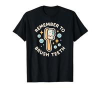 Brosse à Dents Amusante « Remember to Brush Teeth » T-Shirt Graphique avec Valeur, Homme, Noir, M