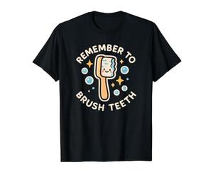 Brosse à Dents Amusante « Remember to Brush Teeth » T-Shirt Graphique avec Valeur, Homme, Noir, M