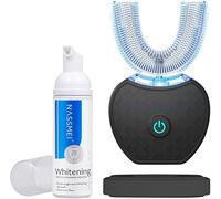 Brosse à dents automatique à 360 degrés, brosse à dents sonique brosse a dents electrique blanchiment des dents Brosse à dents à ultrasons adulte avec minuterie et chargement sans fil（noir） (Noir, 1)