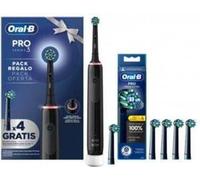 Brosse à dents Braun Oral-B Pro 3 / 4 têtes de brosse incluses / Noir