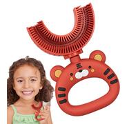 Brosse à dents Cartoon Tiger - Nettoyant dentaire en silicone en forme de U pour | Brosse de soins bucco-dentaires supplémentaires, poignée facile à saisir, entraîneur à 360 ° chez les