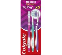Brosse À Dents Colgate Zig - Zag - Medium - Manche Avec 25 % De Plastique Recyclé - Lot De 3