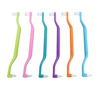 Brosse à dents de chat double face 12pcs Poignée courbe efficace Poignon élastique Pristre de dents Brosse de nettoyage pour chaton Puppy Petits animaux ABS 6 couleurs 16,5 cm