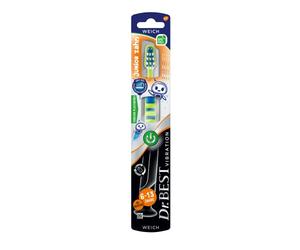 Brosse à dents Dr.BEST Vibration Junior, douce (1 pièce), avec poils spéciaux longs et extra doux, pour un brossage en profondeur - couleur aléatoire