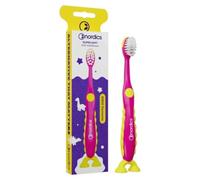 Brosse à dents écologique Kids 2+ | 6 900 poils | Super Soft | Avec ventouse | Vegan | Dinosaure | Rouge Nordics