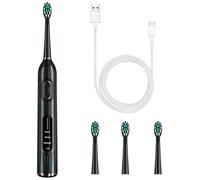 Brosse à dents électrique 36000 oscillations / min 3 modes résistant à l'eau conception ergonomique 4 têtes incluses noir