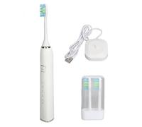 Brosse à dents électrique, 5 modes, IPX7, station de charge étanche, 1200 mAh, avec tête de brosse à dents intelligente pour la maison et les déplacements (blanc)