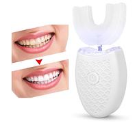 Brosse à dents électrique à tête de brosse à dents en forme de U, dispositif de blanchiment des dents à lumière froide à chargement sans fil, brosse à dents sonique automatique(blanc)