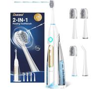Brosse à dents électrique avec hydropulseur combiné, brosse à dents professionnelle avec 3 modes de brosse sonique et 5 pressions d'eau, hydropulseur sans fil pour adultes pour nettoyage des dents