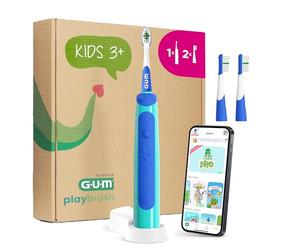 Brosse à dents électrique GUM Playbrush KIDS 3+ | app de jeux interactive | 2 modes de brossage | brins extra-souples | autonomie de 8 semaines | 1x brosse à dents | 2 petites têtes de brosse | Bleu