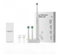 Brosse à dents électrique intelligente avec tête ronde à 360°, blanche, technologie de nettoyage sonique, 2 têtes de brosse de rechange, plusieurs modes de nettoyage (blanc)