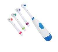 Brosse à Dents Électrique Mr. Gadget's Solutions - 360 Degrés Automatique Rotatif Étanche Ultrasonique - Enfants et Adultes - Pile Alimentée - 5 Têtes de Rechange - Blanc