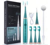 Brosse à dents électrique multifonctionnelle, éliminateur de tartre 6 en 1, réglage de 5 vitesses, longue durée de vie de la batterie, puissance de nettoyage forte pour les soins dentaires ABS