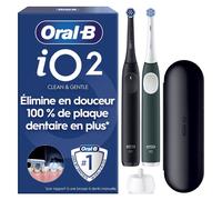 Brosse à dents électrique Oral-B iO Series 2 2 pièces Noir Vert, 3 modes, minuteur 2 min, capteur de pression, étui de voyage