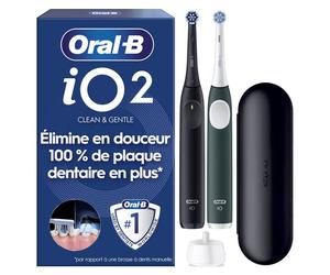 Brosse à dents électrique Oral-B iO Series 2 2 pièces Noir Vert, 3 modes, minuteur 2 min, capteur de pression, étui de voyage