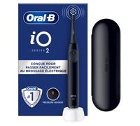 Oral-B iO 2 Brosse A Dents Electrique Noire Pour Adultes, 3 Modes De Nettoyage, Doux Pour Les Gencives, Brossage Souple, Accessoires, Brossette Oral B De Rechange, Chargeur, Etui De Voyage