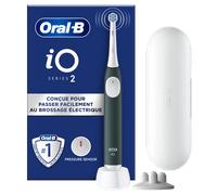 Oral-B iO Series 2 Brosse à dents électrique, 1 brosse, 3 modes de brossage pour les soins dentaires, technologie magnétique, étui de voyage, design par Braun, vert forêt