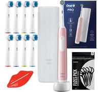Brosse à dents électrique Oral-B Pro 1 brosse à dents électrique rose + 8 têtes de brosse à dents de remplacement + étui blanc