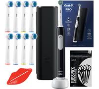 Brosse à dents électrique Oral-B Pro 1 noire + 8 têtes de brossage de remplacement + étui noir
