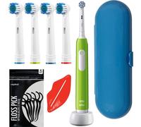 Brosse à dents Oral-B Pro Junior 6+ verte avec 4 embouts de rechange Precision Clean SB-17A et étui bleu