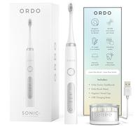 Brosse à Dents Electrique Ordo Sonic Technologie Intelligente Avancée Avec 4 Modes de Brossage Batterie Rechargeable Avec et Élément de Polissage en Silicone Chargeur USB Pour Adultes Blanc/Argent