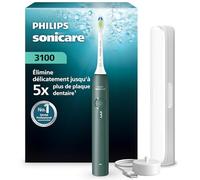 Brosse à dents électrique Philips Sonicare série 3000 - capteur de pression, 3 intensités, EasyStart, SmarTimer, 14 jours d’autonomie, étui de voyage, coloris vert forêt, HX4033/26, [Nouveau]