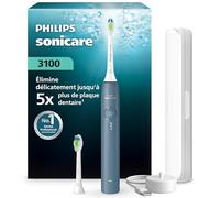 Brosse à dents électrique Philips Sonicare série 3100 - capteur de pression, 3 intensités, EasyStart, SmarTimer, 14 jours d’autonomie, étui de voyage, coloris bleu marine, HX4034/24, [Nouveau]