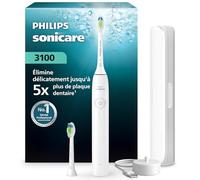 Brosse à dents électrique Philips Sonicare série 3100 - capteur de pression, 3 intensités, EasyStart, SmarTimer, 14 jours d’autonomie, étui de voyage, coloris blanc, modèle HX4034/21, [Nouveau]