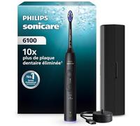 Brosse à dents électrique Philips Sonicare série 6100 - Nouvelle génération, capteur de pression, 6 réglages, SmarTimer, BrushPacer, autonomie 21 j, étui de voyage, coloris noir, modèle HX7401/12