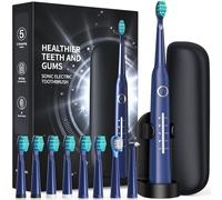Brosse à dents électrique pour adulte, brosses à dents soniques avec 8 têtes de brosse à dents 40000 VPM 5 modes, brosses à dents soniques rechargeables rapidement 4 heures durent 30 jours