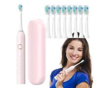 Brosse à dents électrique pour adultes et enfants - Brosse à dents électrique pour adultes | Brosse à dents électronique rechargeable 40000 VPM 6 modes avec étui de voyage, tête 4/8